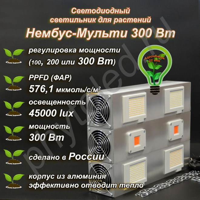 300Вт Нембус-Мульти" Quantum Board/Samsung 281b лампа дневного света квантум борд 100Вт 200ВТ 300BT, диммируемый, для растений, цветов, выращивания в теплицах